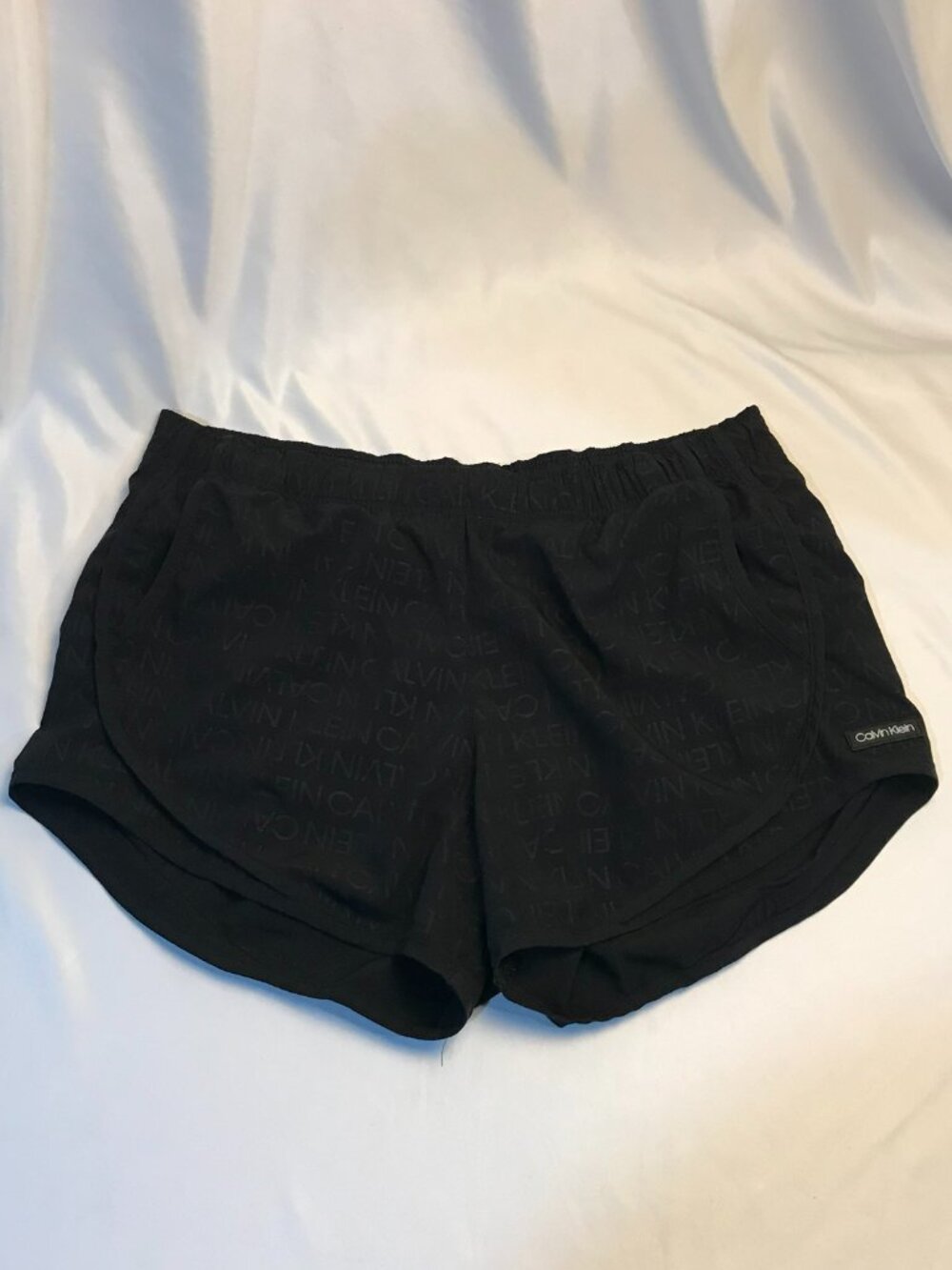 Calvin Klein Running Shorts Women's Small Black Logo Elastic Waist Gym